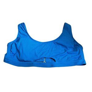 Time and True Ribbed Double Clasp Bikini Swim Top Sz 3X Womens Blue Swimwear, Wo